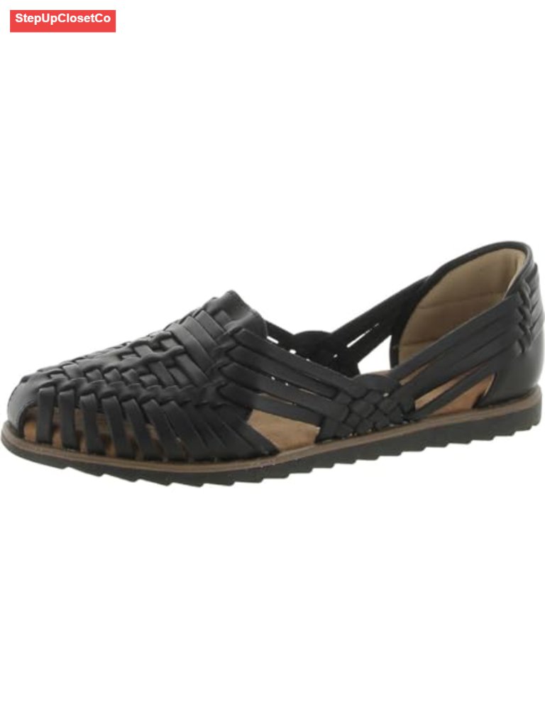 Woven Huarache Leather Flat With Memory Foam Insole